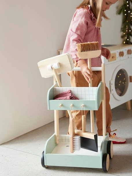 Chariot De Ménage En Bois FSC® Vert - Vertbaudet – Image 2