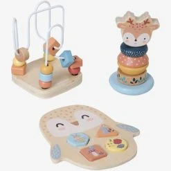 Coffret 3 Jeux D'éveil Les Amis De La Forêt En Bois FSC® Beige - Vertbaudet