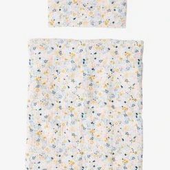 Couette + Oreiller Poupon En Gaze De Coton Blanc Fleuri - Vertbaudet
