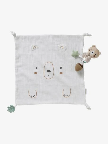Doudou Carré + Hochet GREEN FOREST Multicolore - Vertbaudet