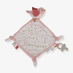 Doudou Carré Oiseau - Flowers & Butterflies - LITTLE DUTCH Rose Pâle - Little Dutch