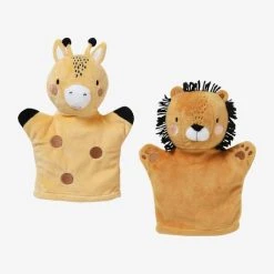 Lot De 2 Marionnettes Velours HANOĂŹ Jaune Et Marron - Vertbaudet