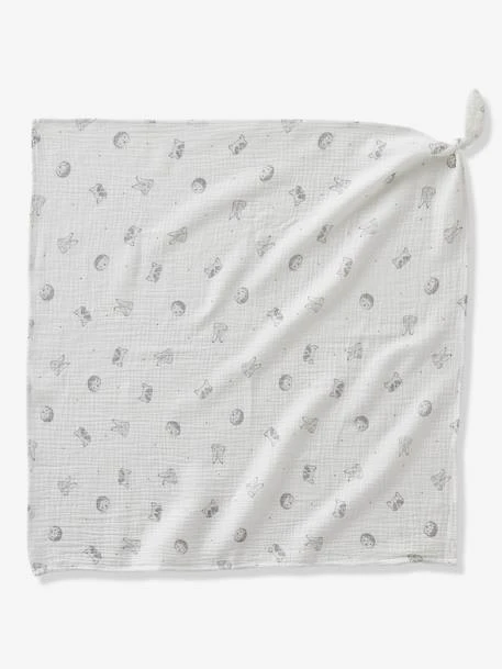 Lot De 3 Langes MINI COMPAGNIE En Gaze De Coton Bio* 2 écrus Imprimés + 1 Uni Caram - Vertbaudet 3 Lot De 3 Langes MINI COMPAGNIE En Gaze De Coton Bio* 2 écrus Imprimés + 1 Uni Caram - Vertbaudet – Image 3