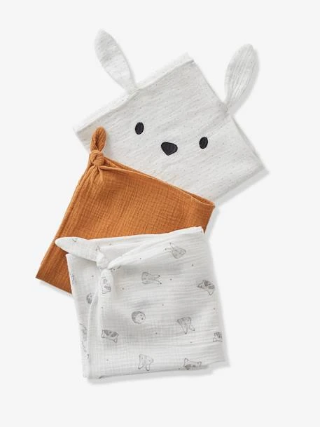 Lot De 3 Langes MINI COMPAGNIE En Gaze De Coton Bio* 2 écrus Imprimés + 1 Uni Caram - Vertbaudet 1 Lot De 3 Langes MINI COMPAGNIE En Gaze De Coton Bio* 2 écrus Imprimés + 1 Uni Caram - Vertbaudet