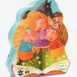 Puzzle Les 3 Petits Cochons 24 Pièces DJECO Multicolore - Djeco