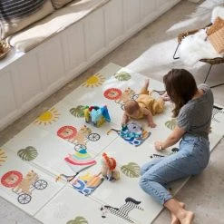 Tapis Mousse Savane - TAF TOYS Beige Clair Uni Avec Decor - Taf Toys