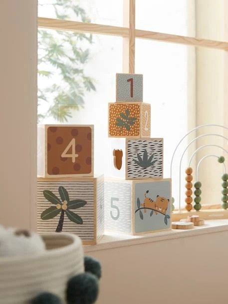 Tour De Cubes Avec Formes à Encastrer En Bois FSC® Beige - Vertbaudet – Image 3